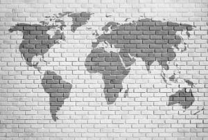 Карта мира на кирпичной стене 26-014