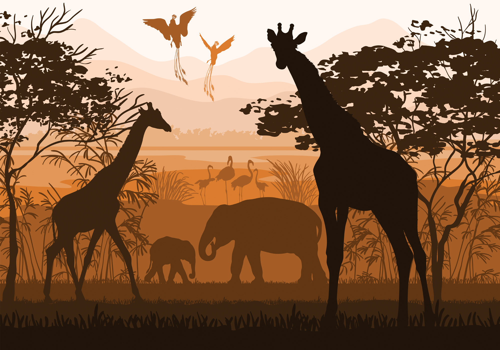 Силуэты животных Африки